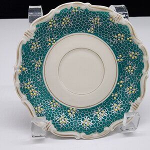 KUNST KRONACH Germany Barvaria Aqua Turquoise Antique Jewel Green Saucer VTG